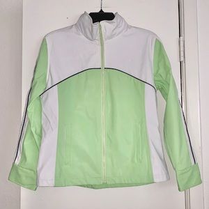 Girls Kids White & Green Zipper Jacket - Size 10